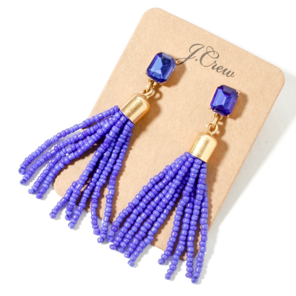 Jcrew blue beads tussle crystal earrings